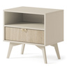 Nachttisch Silva in Sandbeige + Scandi-Fischgrätmuster