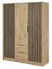 Kleiderschrank Stilo in Eiche Artisan, dreitürig, mit Schubladen und Lamellen an der Vorderseite