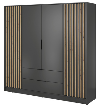 Garderobenschrank Stilo in Graphit mit Schubladen und Lamellen an der Vorderseite