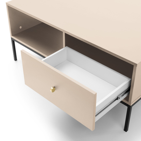 Rechteckige Couchtisch Bari mit zwei Schubladen, beige