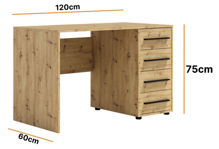 Schreibtisch Modena 120x60 in Eiche Artisan