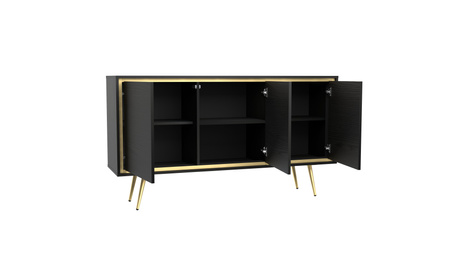 Kommode Tori 150 cm mit Metallbeinen in Graphitschwarz