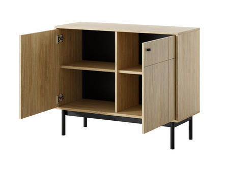 Kommode Sora K104 in Eiche Linea mit schwarzen Beinen