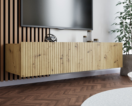 TV-Schrank Kolder 150 cm in Eiche Artisan mit geriffelten Fronten