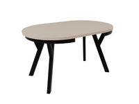 Runder Esstisch Ausziehbar ARI 90-190 cm Sandbeige – Metallbeine Schwarz