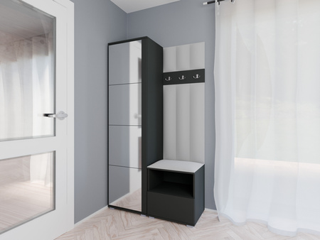Garderoben-Set Nela I LUX mit Spiegel – Farbe Graphit + Stoff Trinity 32
