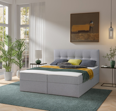 Boxbett Toronto 140×200 (Herbi 40 – Grau) mit Bonell-Matratze und Topper
