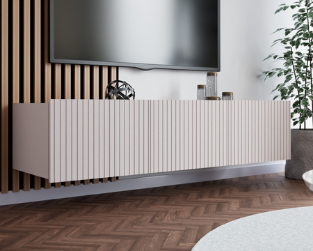 TV-Schrank Kolder 150 cm in Kaschmirfarbe mit geriffelten Fronten