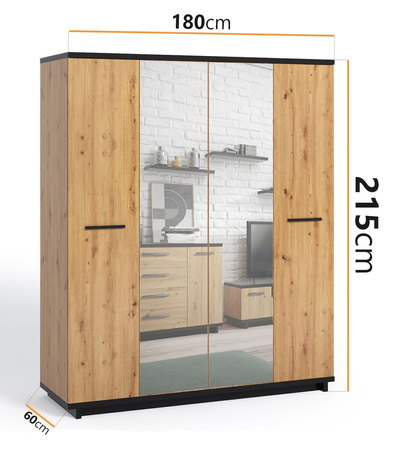 Kleiderschrank Zonda SZ4D 180 cm mit vier Türen und Spiegel