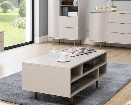Rechteckiger Couchtisch Nubia mit Metallbeinen Schwarz