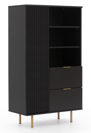 Schwarzes Standregal Nubia R1D2SZ mit zwei Schubladen