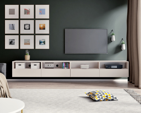 Elegantes TV-Möbel Tebris Dual 300 – kaschmir, 2 Schränke 150 cm mit Kabeldurchführungen