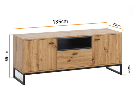 TV-Lowboard Randy 135 cm mit Metallfüßen