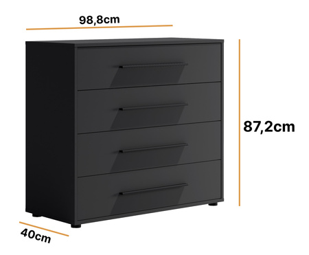 Kommode Modena K4SZ 100 cm in Schwarz