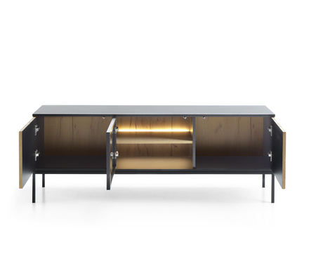 TV-Schrank Lagos 154 cm mit Metallfüßen in Schwarz + LED