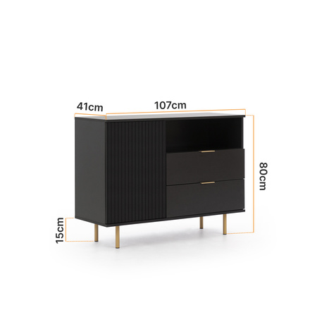 Stilvolle Kommode Nubia K1D2SZ in Schwarz