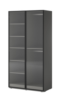 Zweitüriger Schrank Zen in Grau + geriffeltes Glas