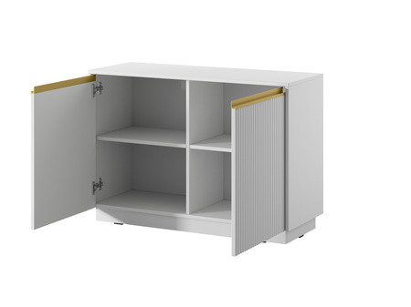 Kommode Loren 104 mit zwei Türen und geriffelten Fronten in Weiß