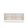 Sideboard LUMI 181 cm Kaschmir – 4 Türen, Riffelglas, Goldene Griffe, LED