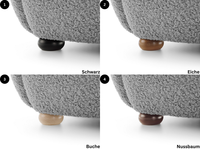 Sessel FILO Ohrensessel Dress Me 08 Senfgelb Strukturstoff Holzkugeln