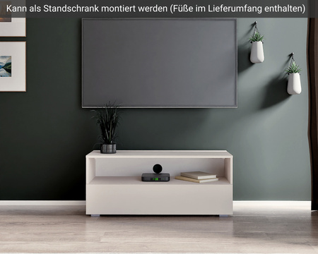 Weißer TV-Schrank Tebris 100 cm im minimalistischen Stil