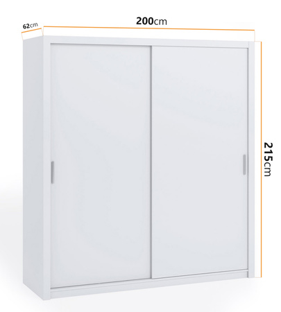Weißer Schiebetürenschrank Tamiza, Breite 200 cm