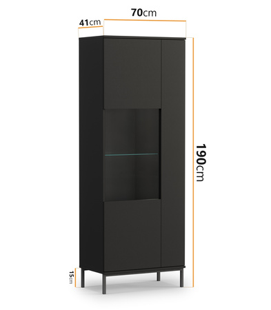 Vitrine Dallas 70 x 190 cm Schwarz