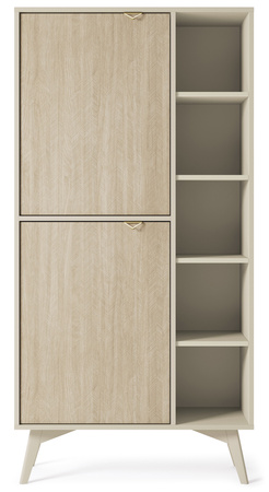 Hoher Regal Silva RG-80 in Sandbeige + Scandi-Fischgrätmuster