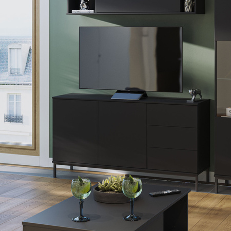 Kommode Dallas K2D3SZ Schwarz mit Metallfüße