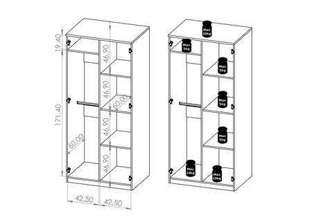 Schrank Tamiza SZ2D Breite 90 cm 2-türig