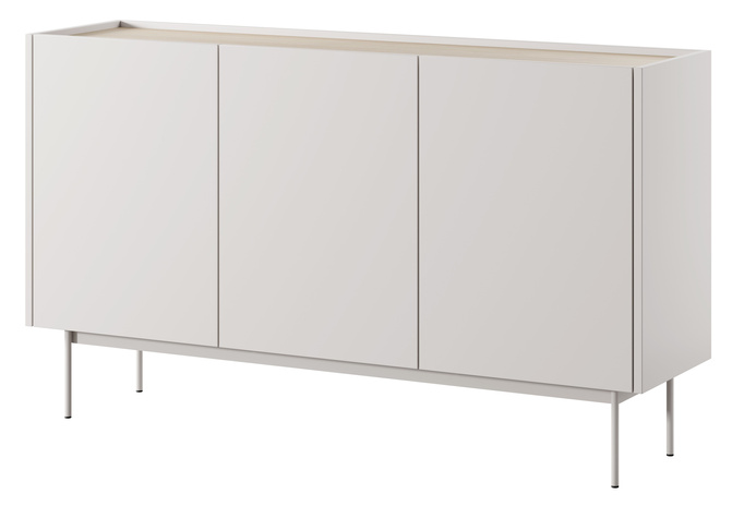 Kommode Lumo K144cm Dreitürig in Kaschmirfarbe mit Metallbeinen