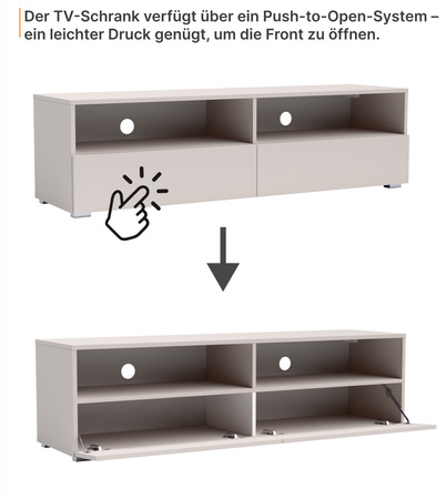 Elegantes TV-Möbel Tebris Dual 300 – kaschmir, 2 Schränke 150 cm mit Kabeldurchführungen