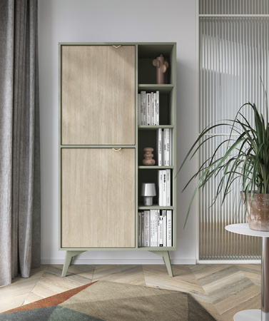 Hohes Regal Silva RG-80 in Eukalyptus + Scandi-Fischgrätmuster