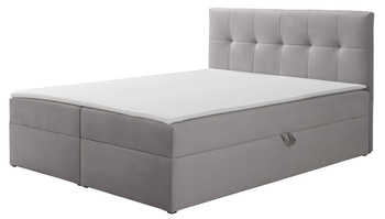 Boxbett Toronto 140×200 (Amor Velvet 4318 – Grau) mit Bonell-Matratze und Topper