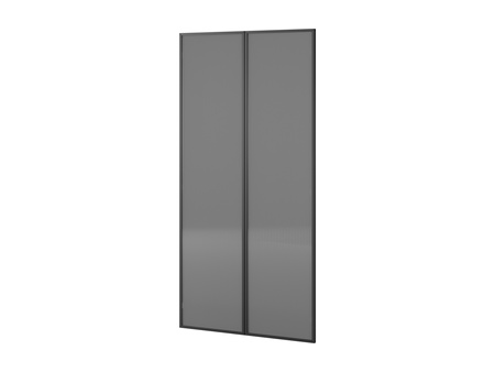 Zweitüriger Schrank Zen in Grau + geriffeltes Glas