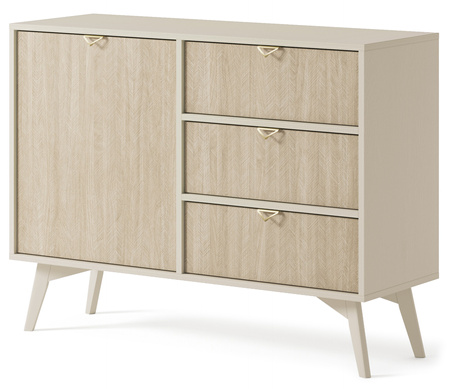 Kommode Silva KSZD-106 in Sandbeige + Scandi-Fischgrätmuster