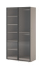 Zweitüriger Schrank Zen in Kaschmirfarbe + geriffeltes Glas