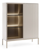 Vitrine Lagos 126 cm hoch, 2-teilig, mit Metallfüßen in Kaschmir + LED
