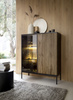 Vitrine Lagos 126 cm hoch, 2-teilig, mit Metallfüßen in Schwarz + LED