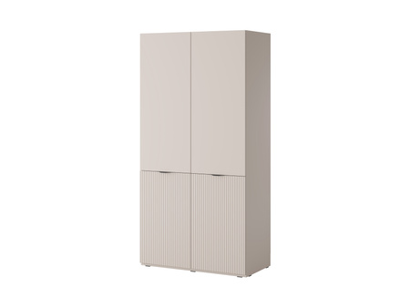 Sechs-türiger Schrank Zen in der Farbe Kaschmir + geriffeltes Glas