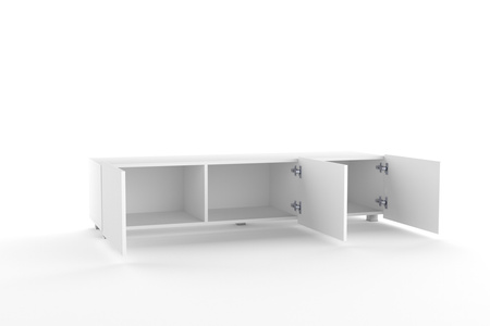 TV-Schrank Kolder 150 cm in Weiß mit geriffelten Fronten