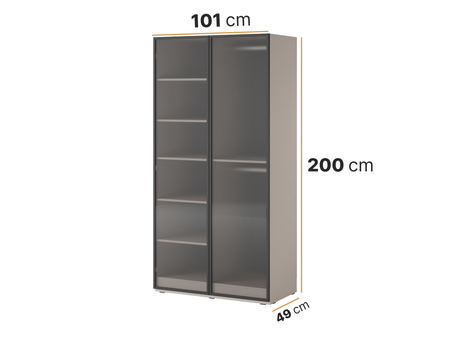 Zweitüriger Schrank Zen in Kaschmirfarbe + geriffeltes Glas