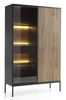 Vitrine Lagos 166 cm hoch, 2D1SZ mit Metallfüßen in Schwarz + LED