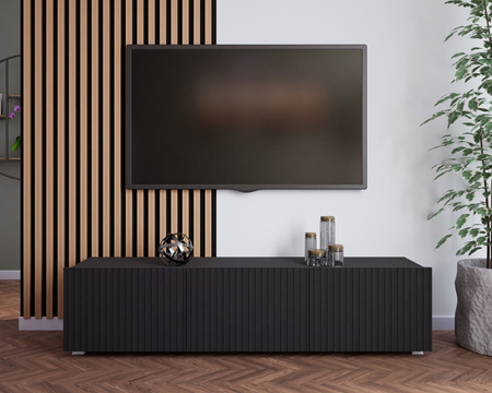 TV-Schrank Kolder 150 cm in Schwarz mit geriffelten Fronten