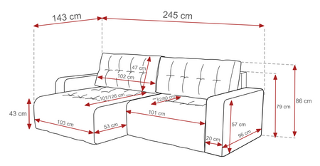 Ecksofa Palermo mit Schlaffunktion und Bettkasten