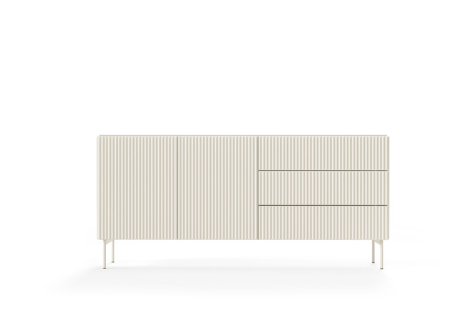 Sideboard MUTI kaschmir 177 cm 3 schubladen riffeloptik push-to-open