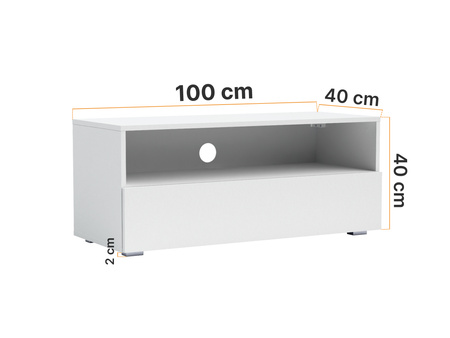 Weißer TV-Schrank Tebris 100 cm im minimalistischen Stil