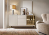 Kommode Lagos 154 cm 2D3SZ mit Metallfüßen in Kaschmir + LED