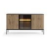 Kommode Lagos 154 cm 3D mit Metallfüßen in Schwarz + LED