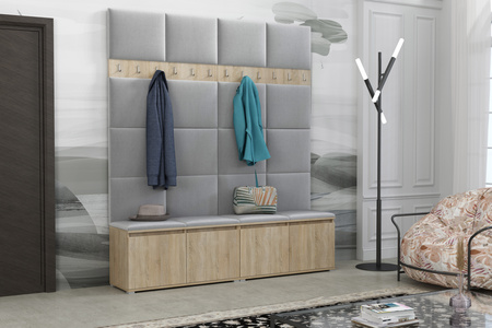 Gepolstertes Garderoben-Set Noris II – Farbe Sonoma + Stoff Trinity 32